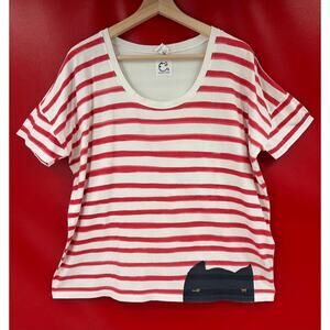 Tsumori Chisato Striped Top with Cat Motif